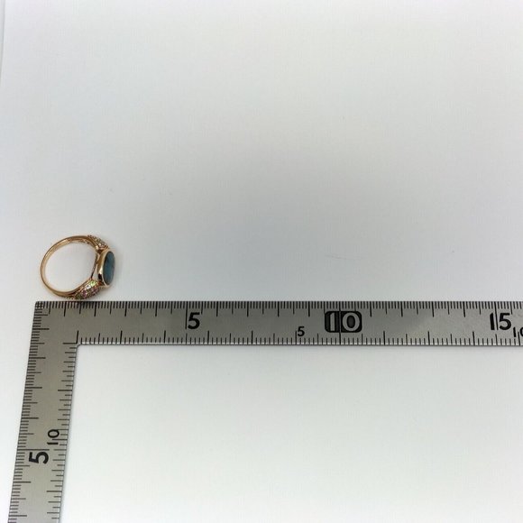 Ring Colorful 18K Rose Gold Pink & Blue 2.57 Ct Gemstone + Diamonds Vintage 9.25 - Picture 6 of 9